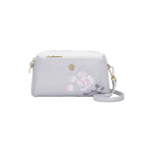 Embroidery Leather Purple Bauhinia Hand Clutch Wallet