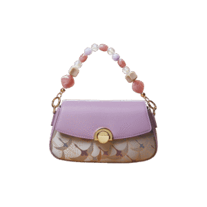 Brocade Jacquard Mulberry Silk Purple Chain Handbag