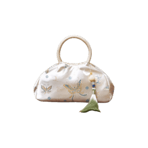 Brocade Chinese Style Designer Bag White Butterfly Handbag